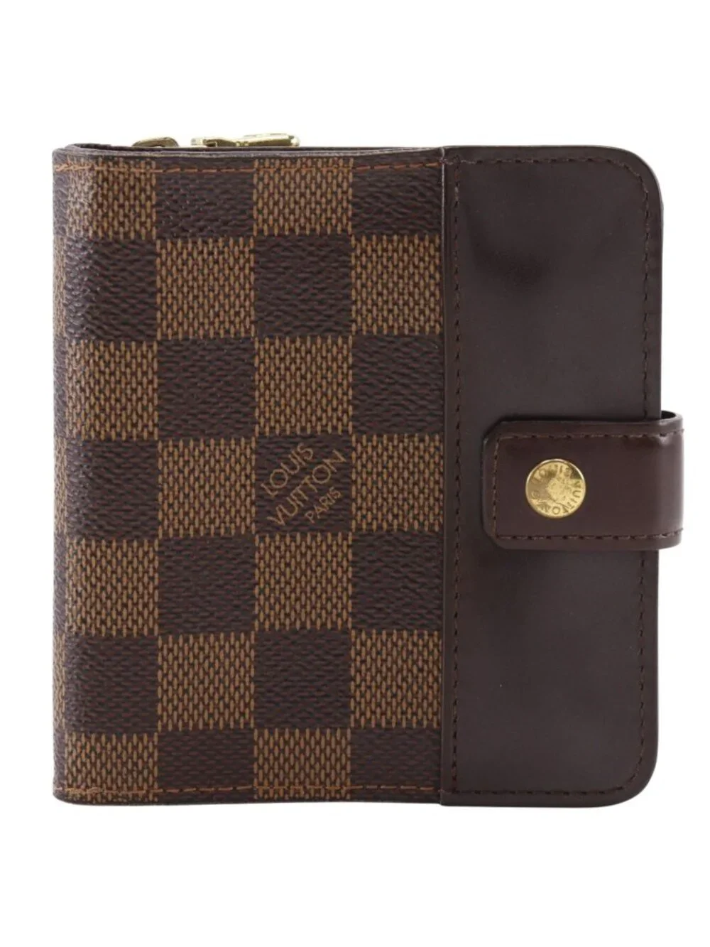 Louis Vuitton Compact Zip Damier Canvas Brown Bifold Wallet